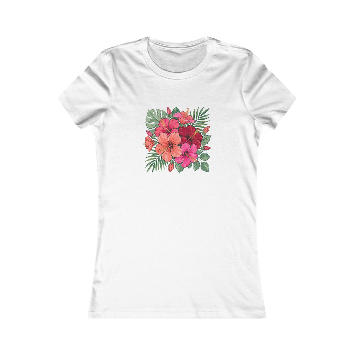 Tropical Hibiscus Women's Tee | Summer Floral Fitted Shirt