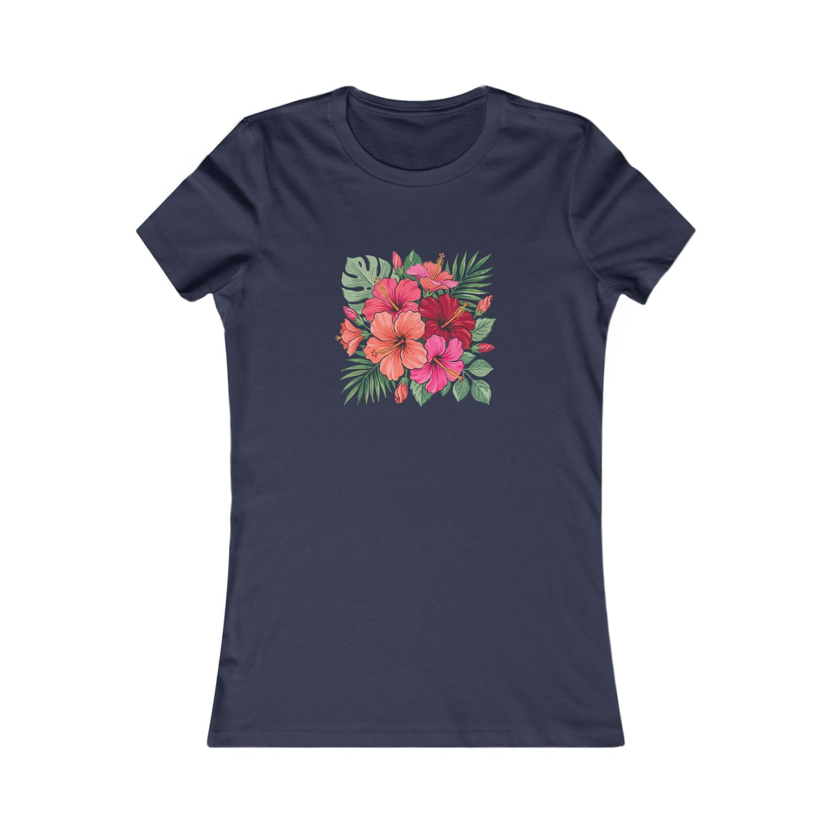 Tropical Hibiscus Women's Tee | Summer Floral Fitted Shirt
