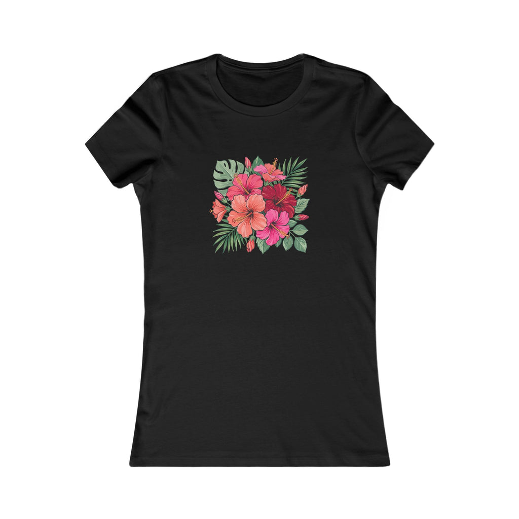 Tropical Hibiscus Women's Tee | Summer Floral Fitted Shirt