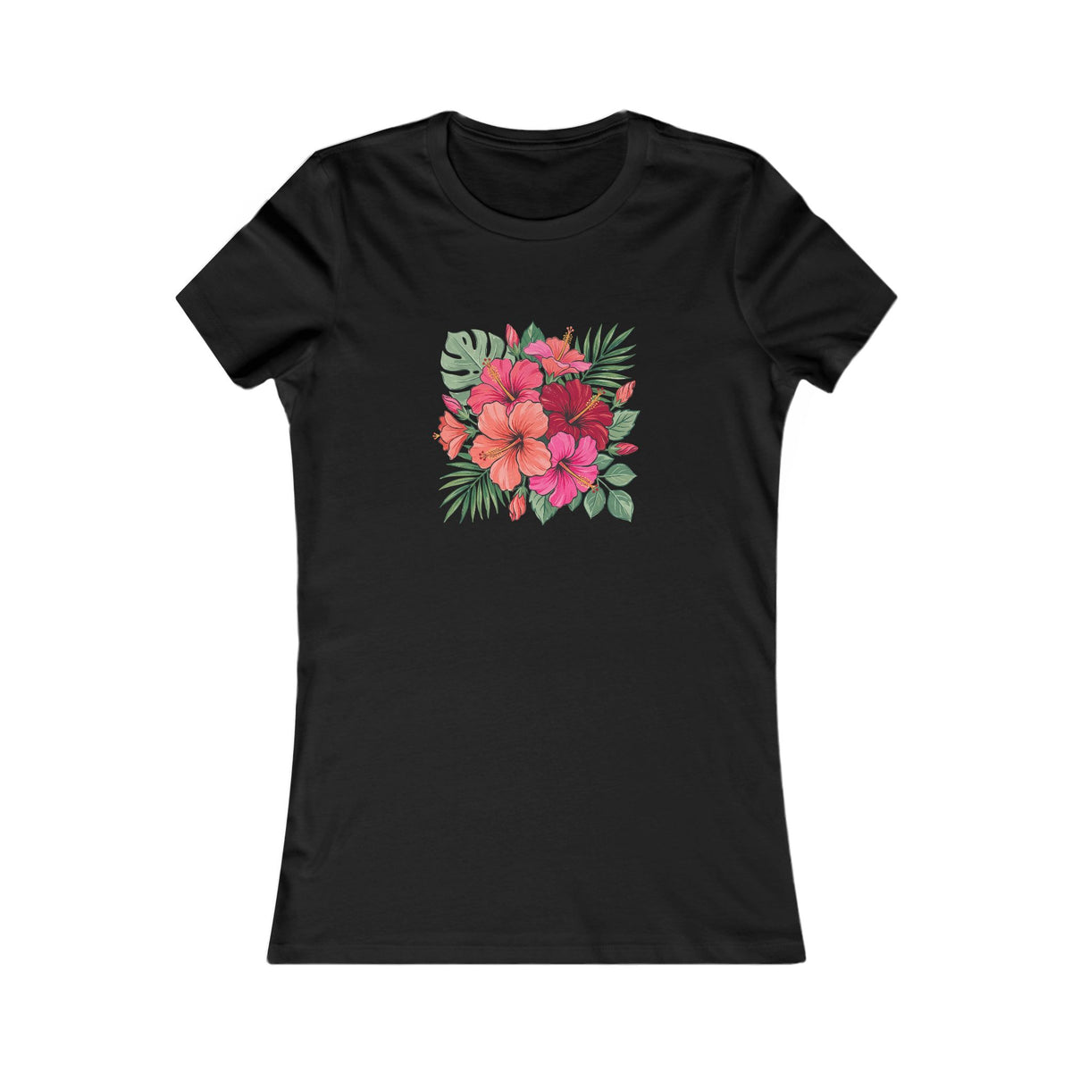 Tropical Hibiscus Women's Tee | Summer Floral Fitted Shirt
