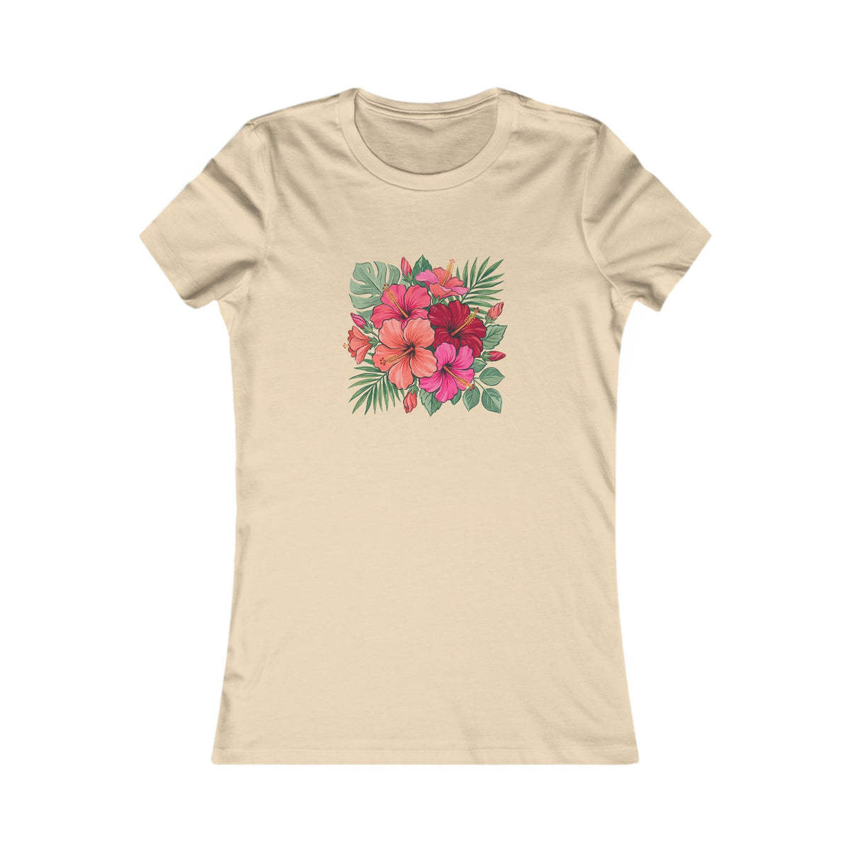 Tropical Hibiscus Women's Tee | Summer Floral Fitted Shirt