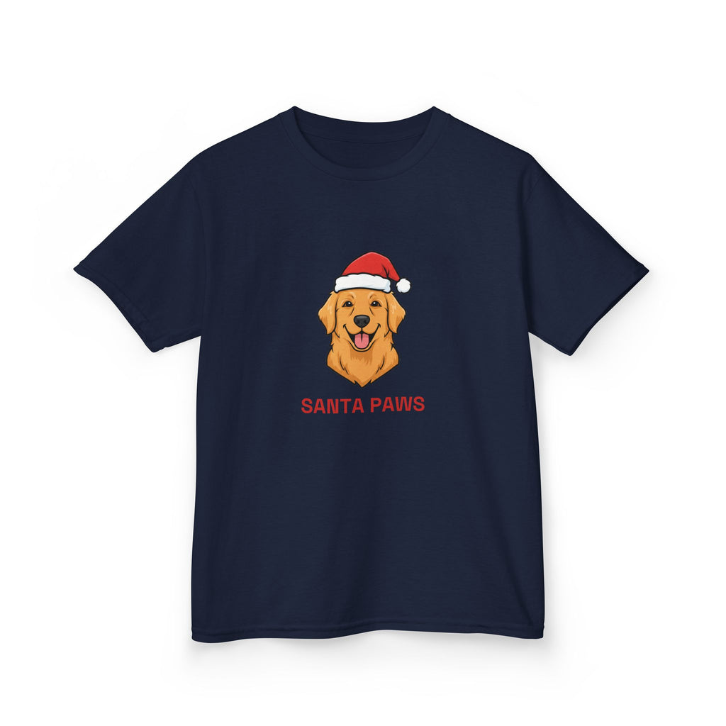 Santa Paws Kids Tee | Funny Golden Retriever Christmas Shirt