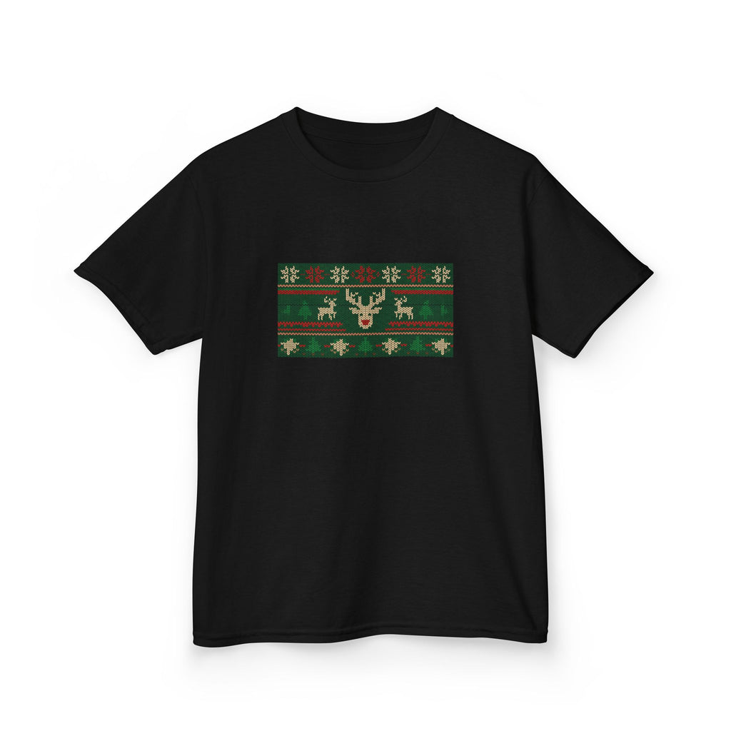 Ugly Christmas Sweater Kids Tee | Funny Reindeer Shirt