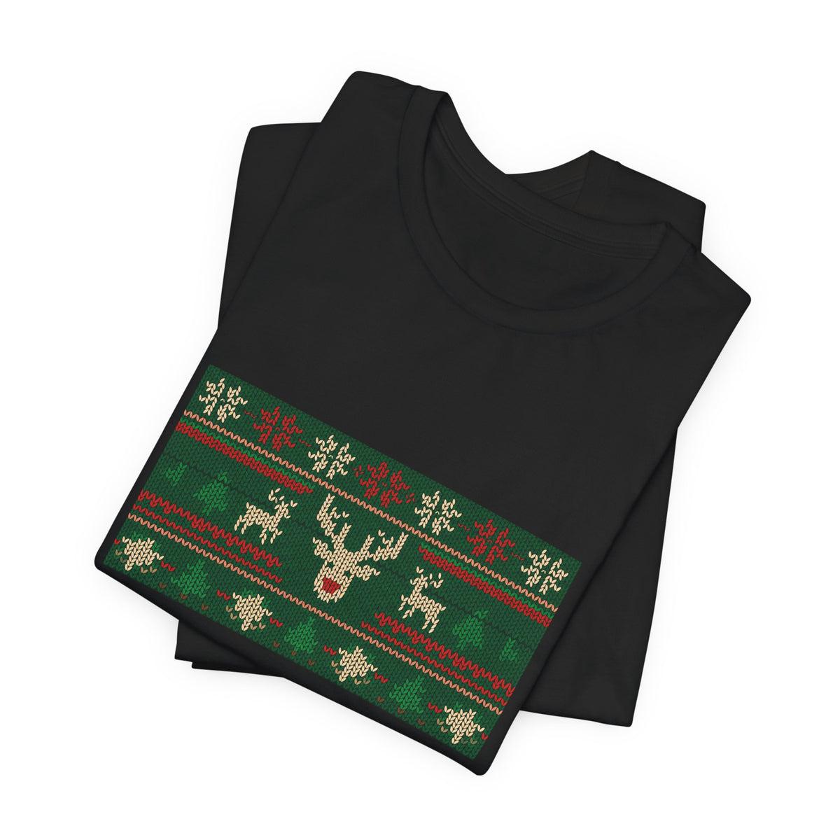 Ugly Christmas Sweater Tee | Funny Reindeer Fair Isle Shirt
