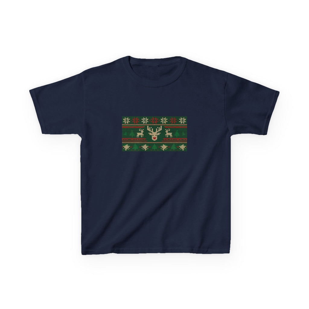Ugly Christmas Sweater Kids Tee | Funny Reindeer Shirt