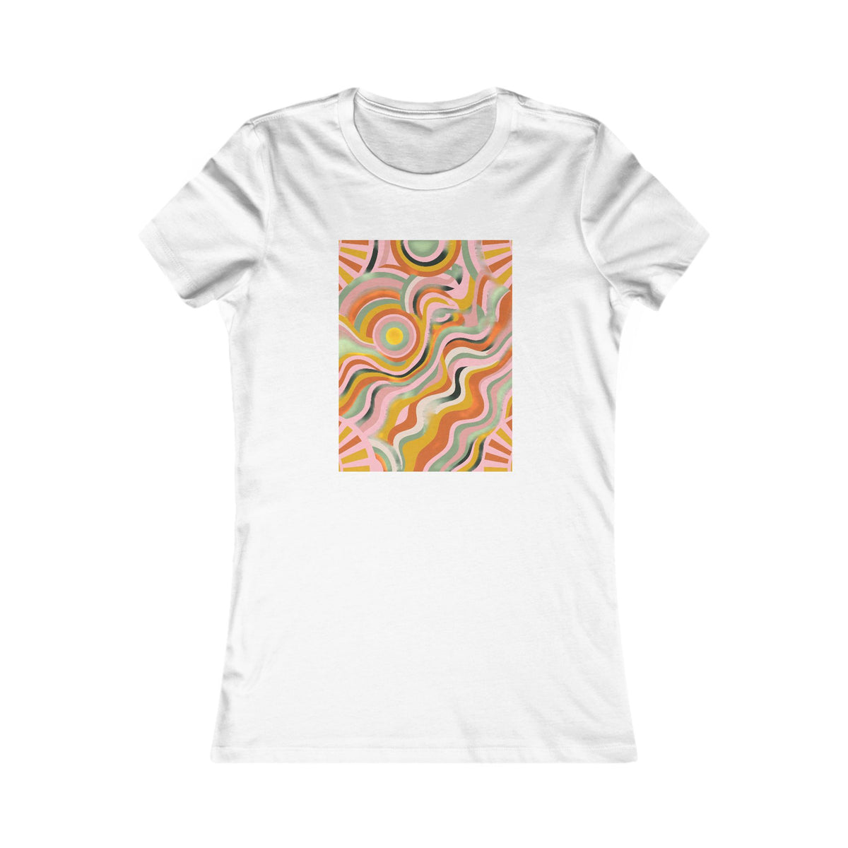 Retro Groovy Sun Women's Tee | 70s Boho Fitted Shirt