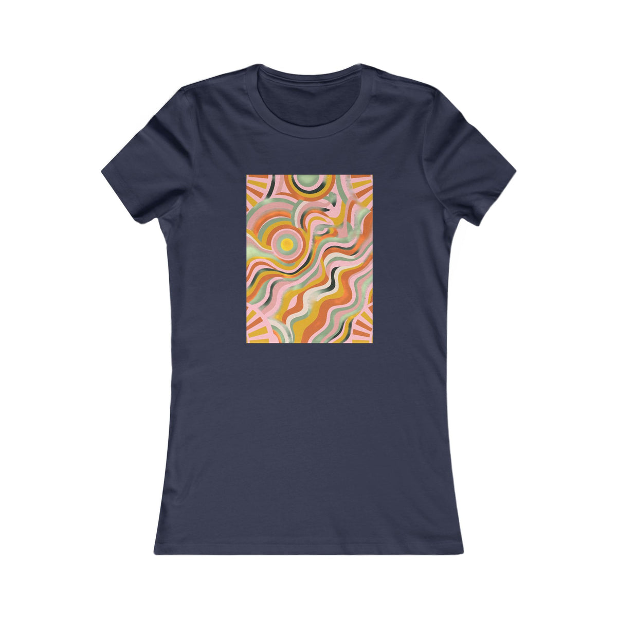 Retro Groovy Sun Women's Tee | 70s Boho Fitted Shirt