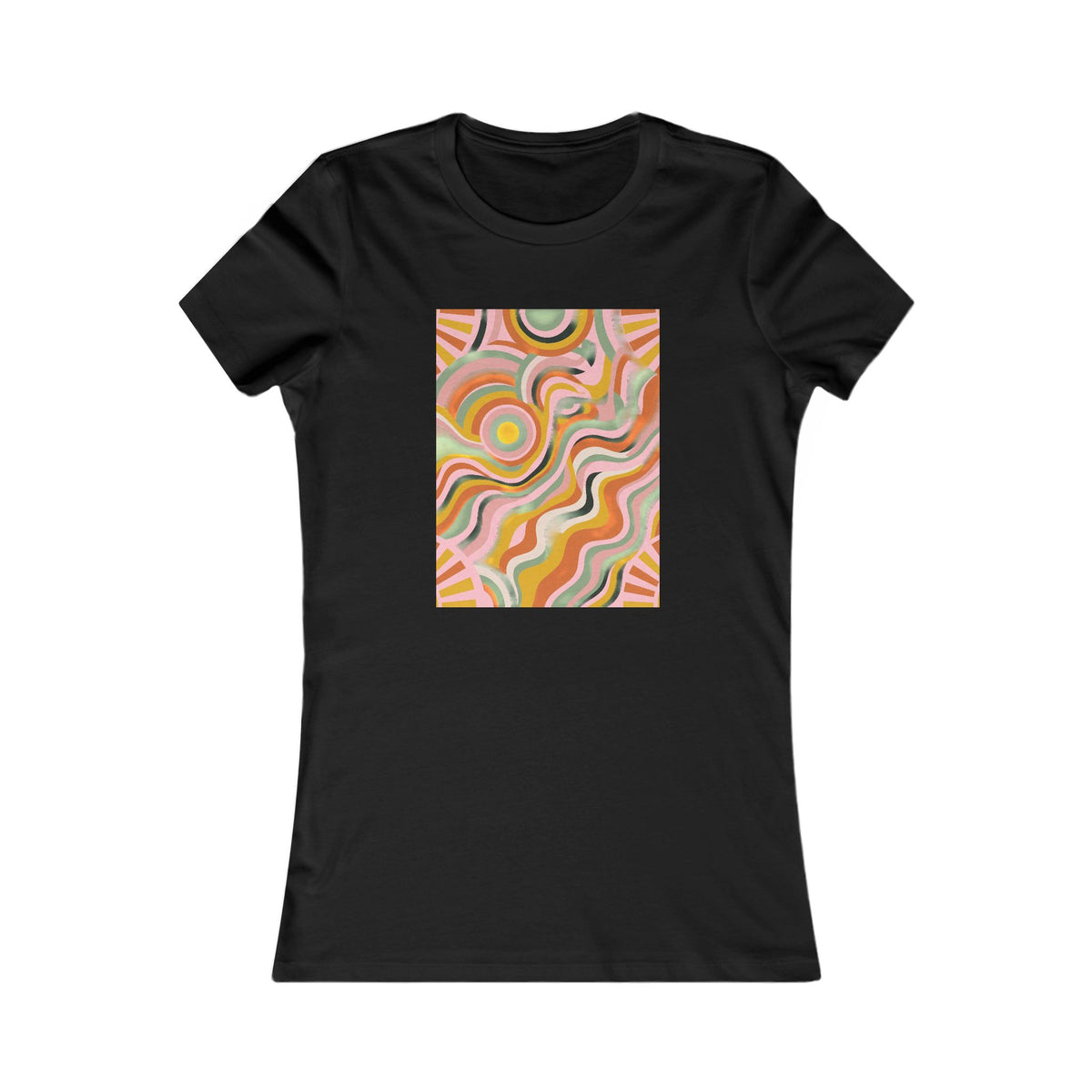 Retro Groovy Sun Women's Tee | 70s Boho Fitted Shirt