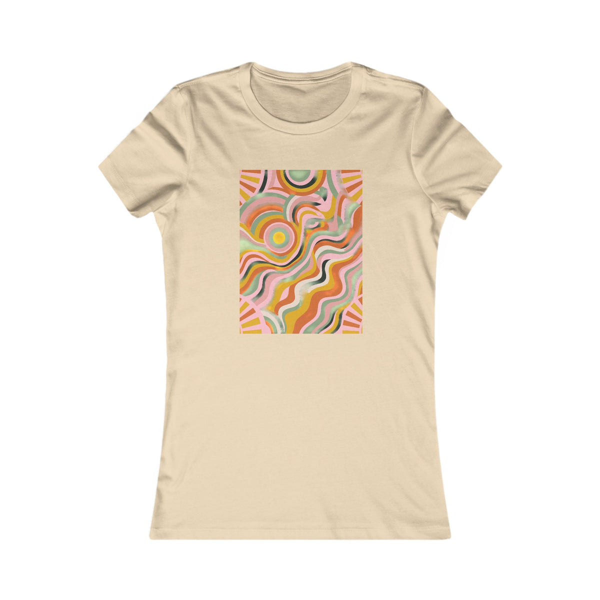 Retro Groovy Sun Women's Tee | 70s Boho Fitted Shirt