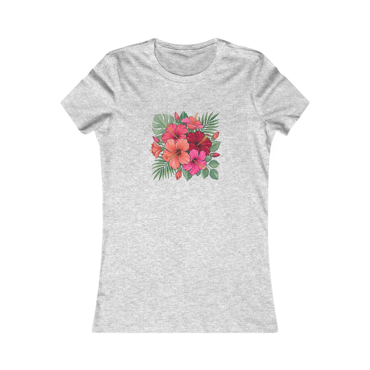 Tropical Hibiscus Women's Tee | Summer Floral Fitted Shirt