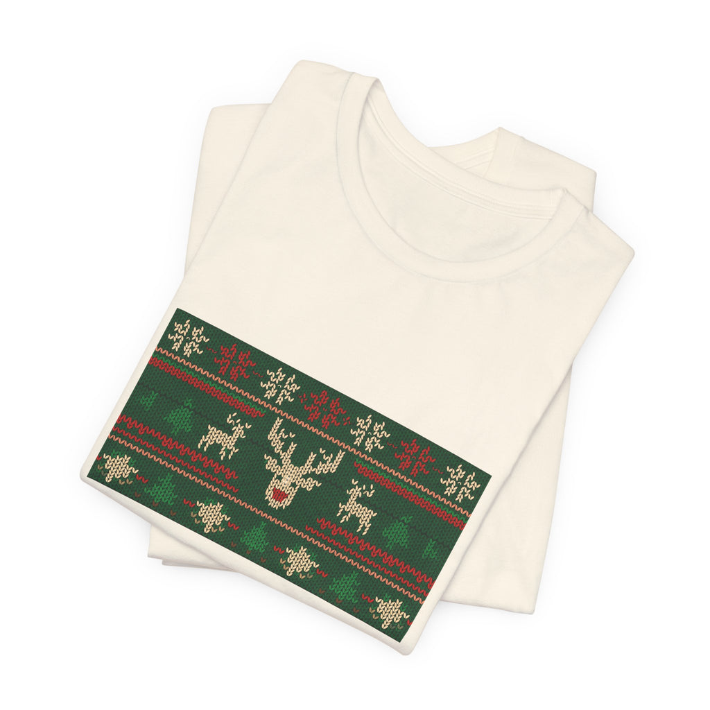 Ugly Christmas Sweater Tee | Funny Reindeer Fair Isle Shirt
