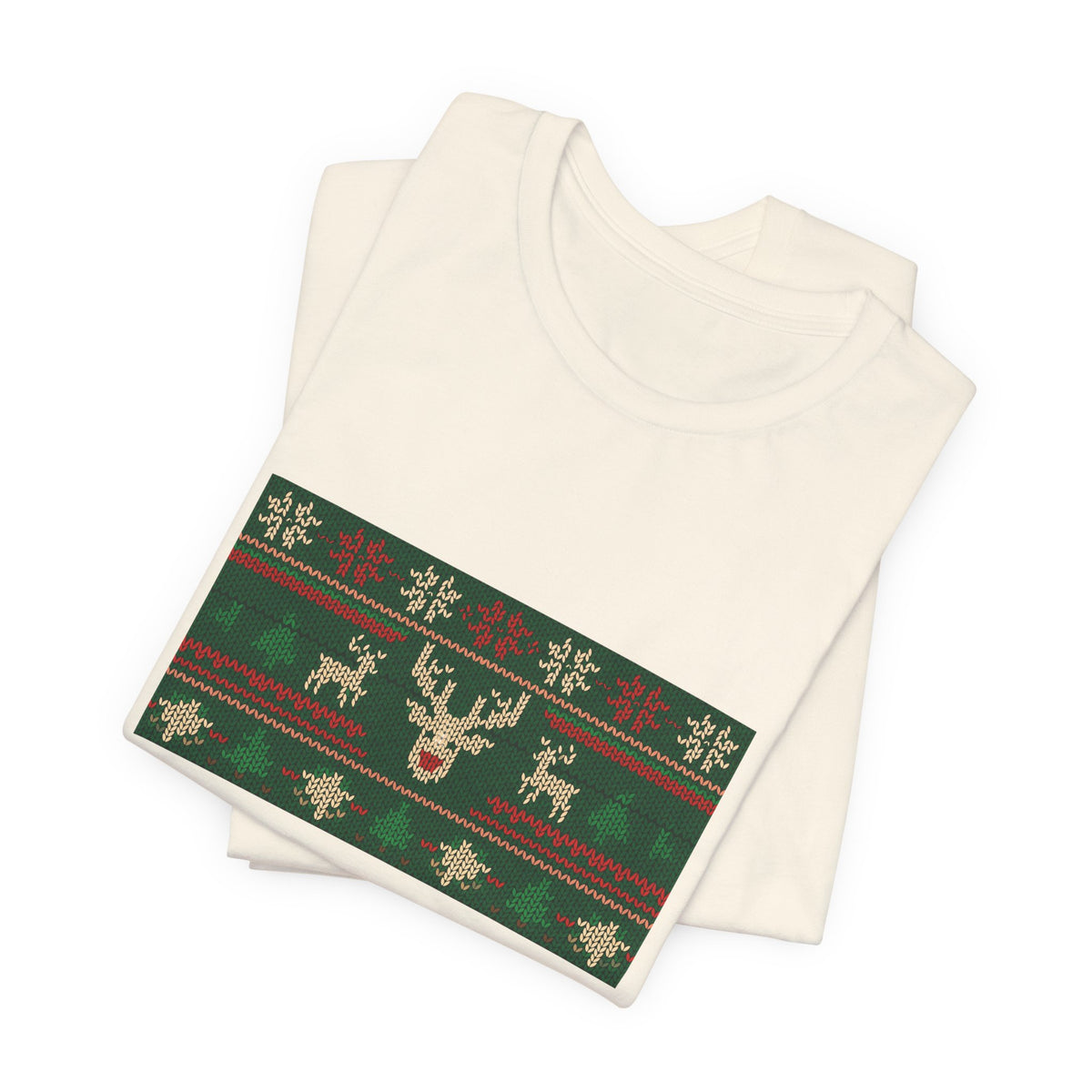 Ugly Christmas Sweater Tee | Funny Reindeer Fair Isle Shirt