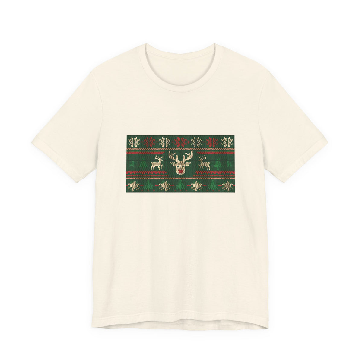 Ugly Christmas Sweater Tee | Funny Reindeer Fair Isle Shirt