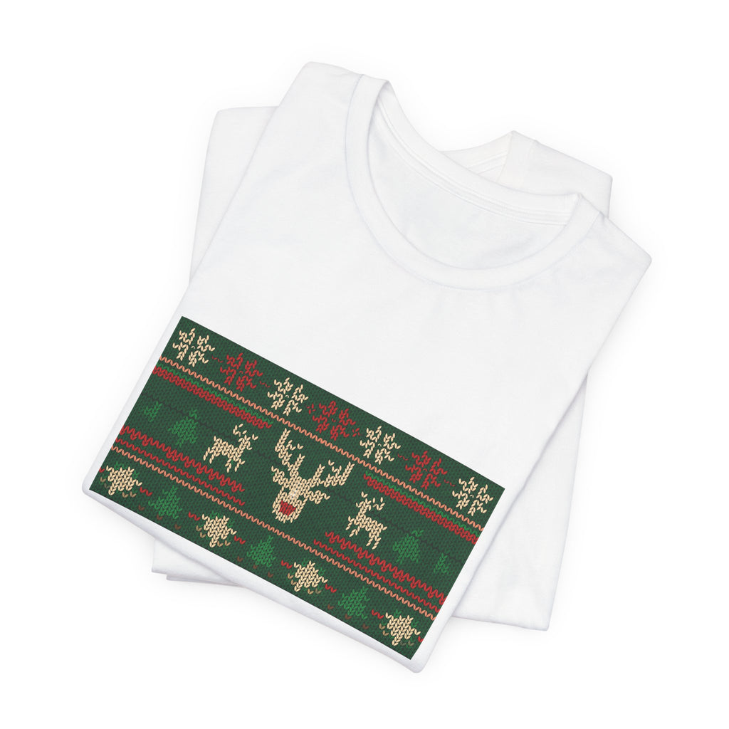 Ugly Christmas Sweater Tee | Funny Reindeer Fair Isle Shirt