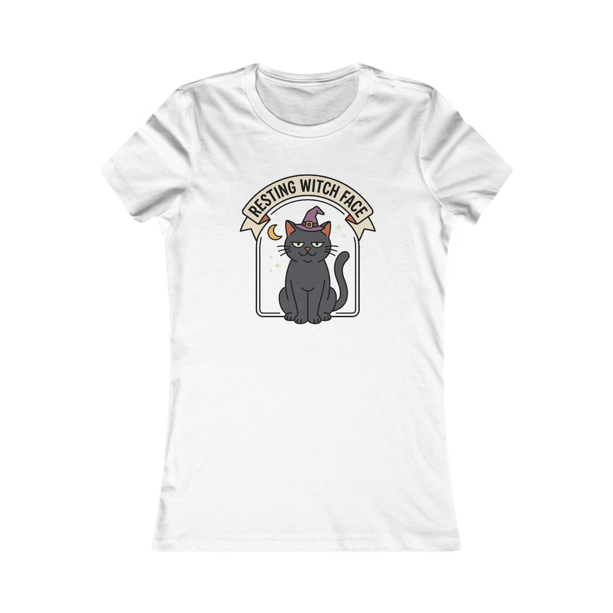 Resting Witch Face Cat Women's Tee | Funny Halloween Fitted Shirt