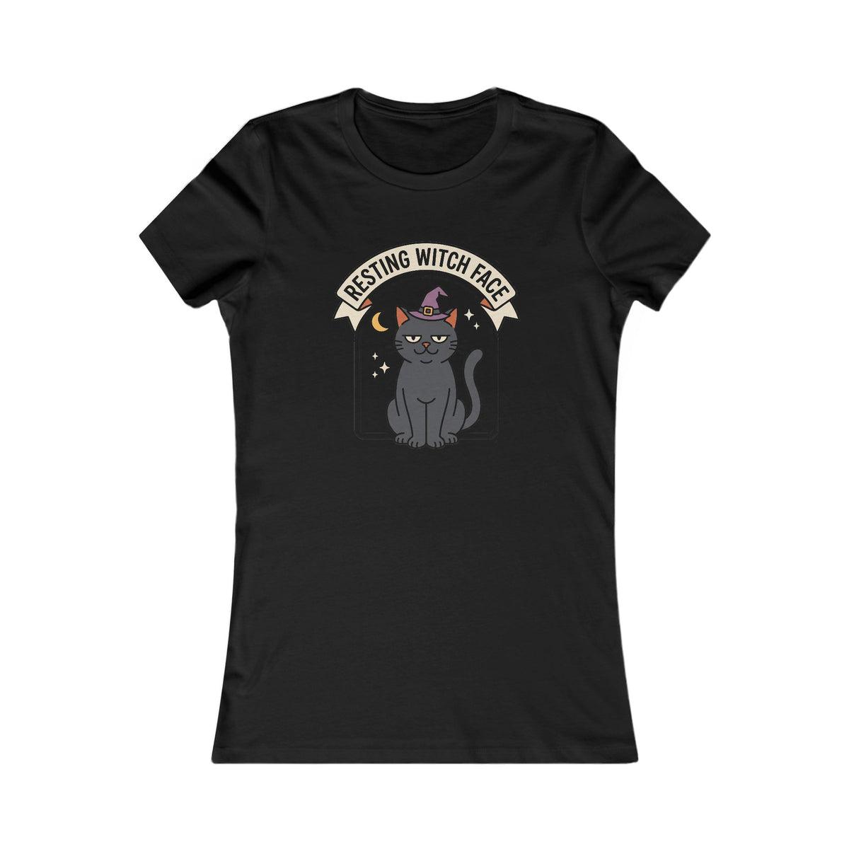 Resting Witch Face Cat Women's Tee | Funny Halloween Fitted Shirt
