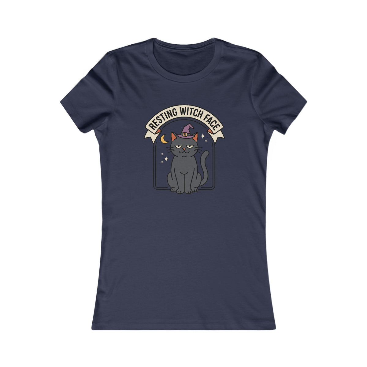 Resting Witch Face Cat Women's Tee | Funny Halloween Fitted Shirt