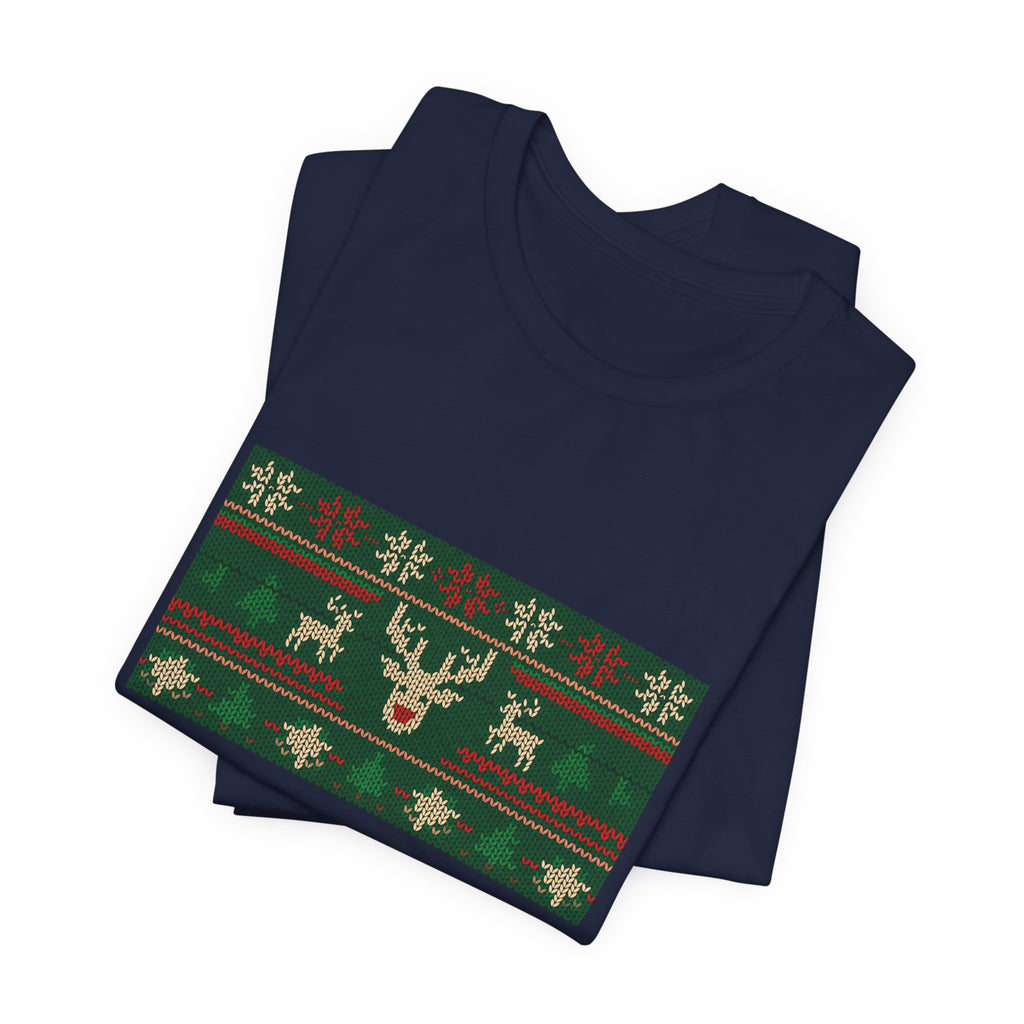Ugly Christmas Sweater Tee | Funny Reindeer Fair Isle Shirt
