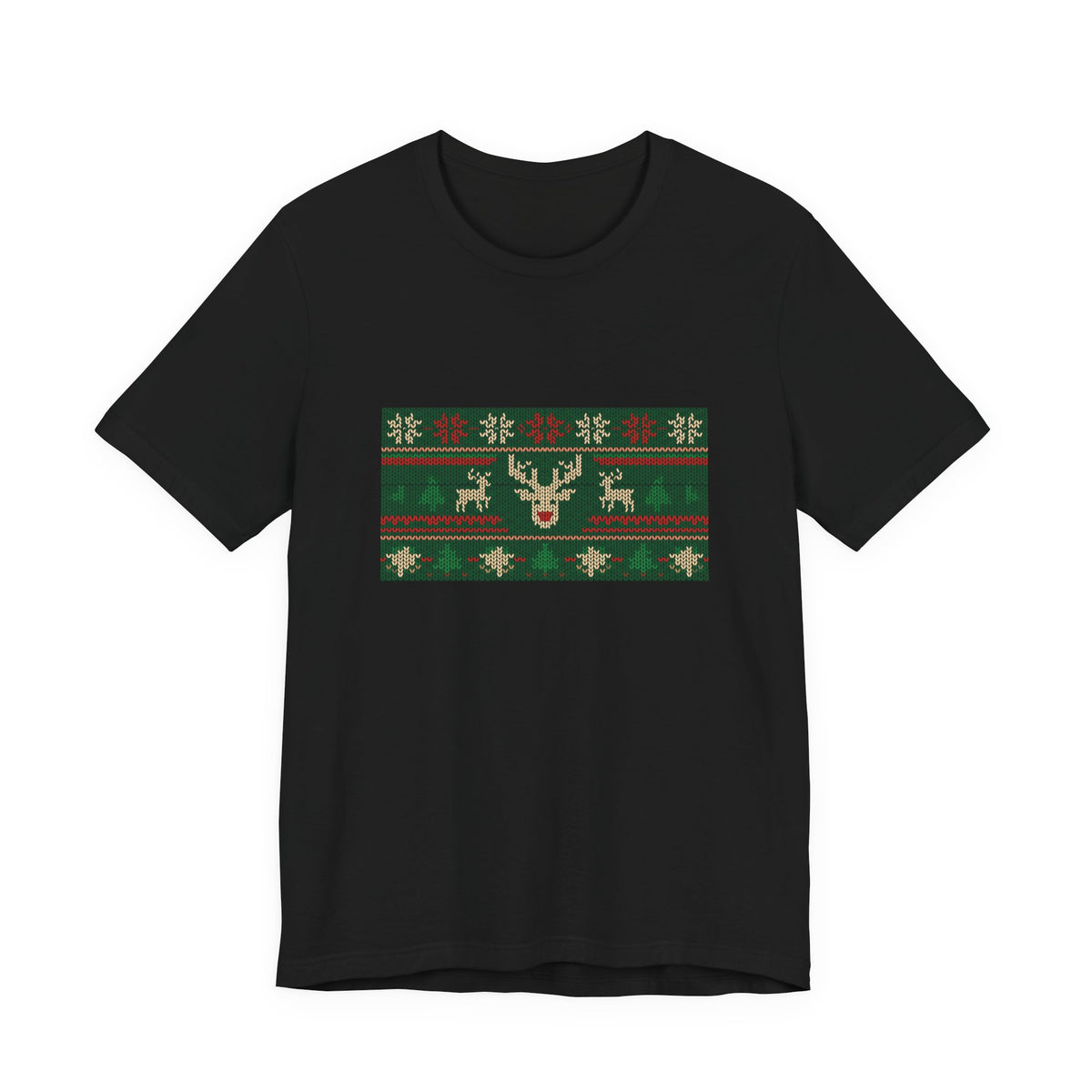 Ugly Christmas Sweater Tee | Funny Reindeer Fair Isle Shirt