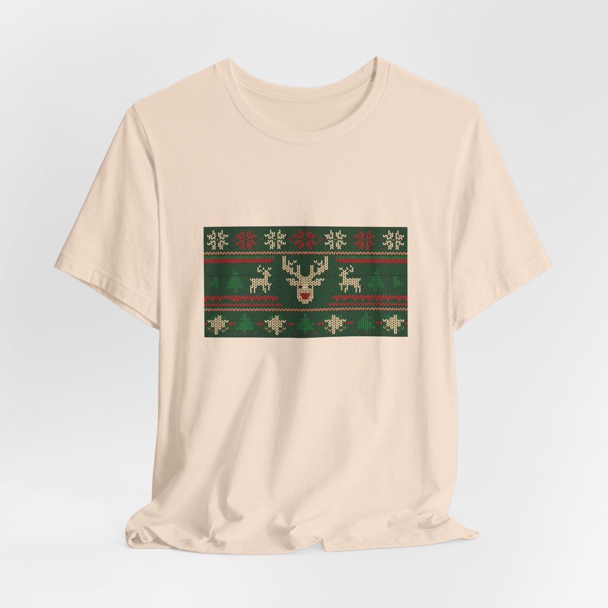 Ugly Christmas Sweater Tee | Funny Reindeer Fair Isle Shirt