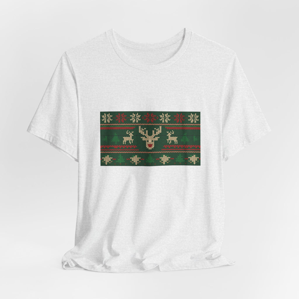 Ugly Christmas Sweater Tee | Funny Reindeer Fair Isle Shirt