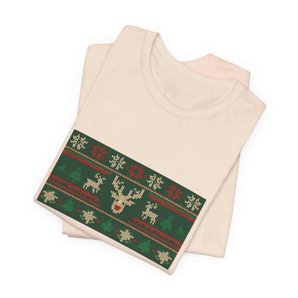Ugly Christmas Sweater Tee | Funny Reindeer Fair Isle Shirt