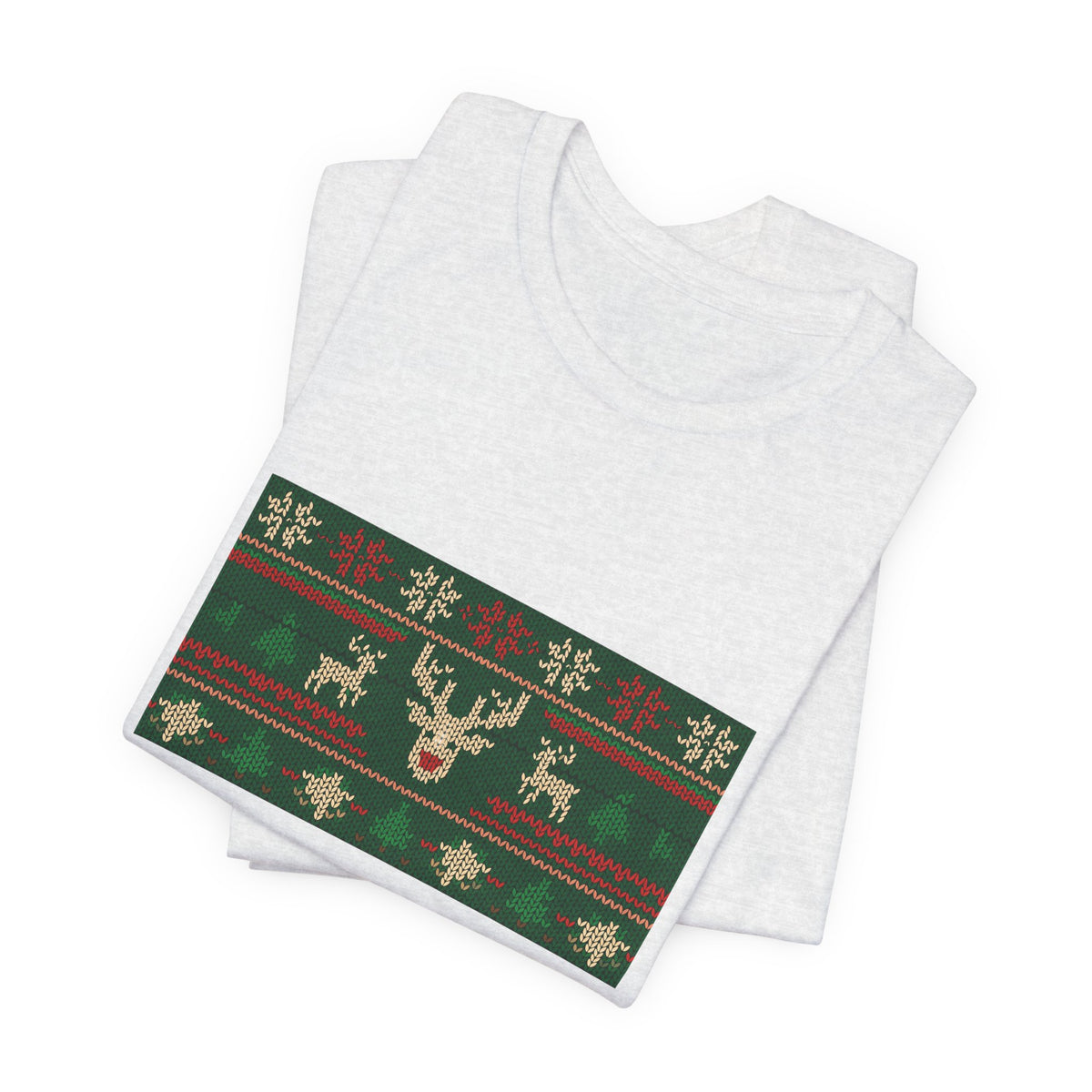 Ugly Christmas Sweater Tee | Funny Reindeer Fair Isle Shirt