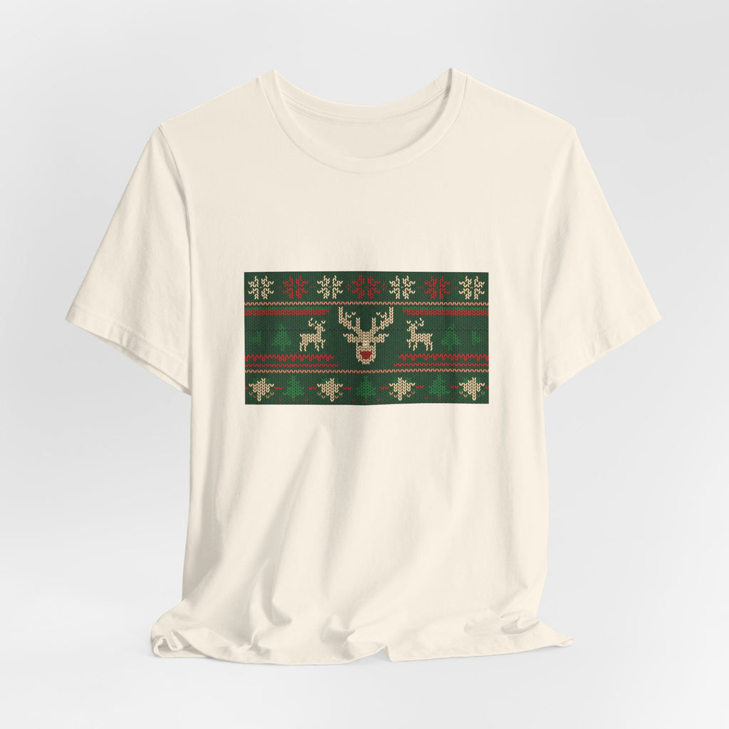 Ugly Christmas Sweater Tee | Funny Reindeer Fair Isle Shirt