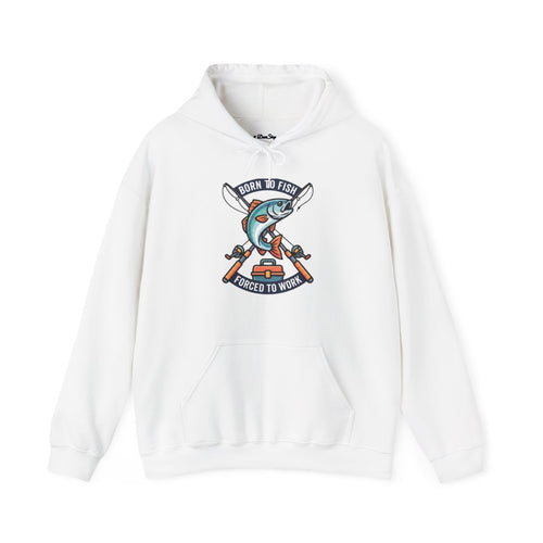 Born to Fish Forced to Work Hoodie | Funny Fishing Shirt