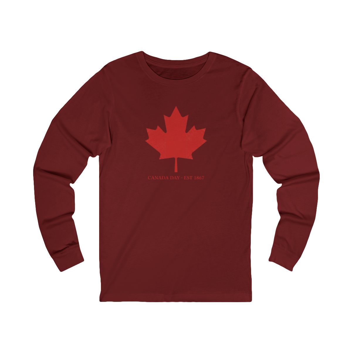 Canada Maple Leaf Long Sleeve Tee | Vintage Distressed EST 1867
