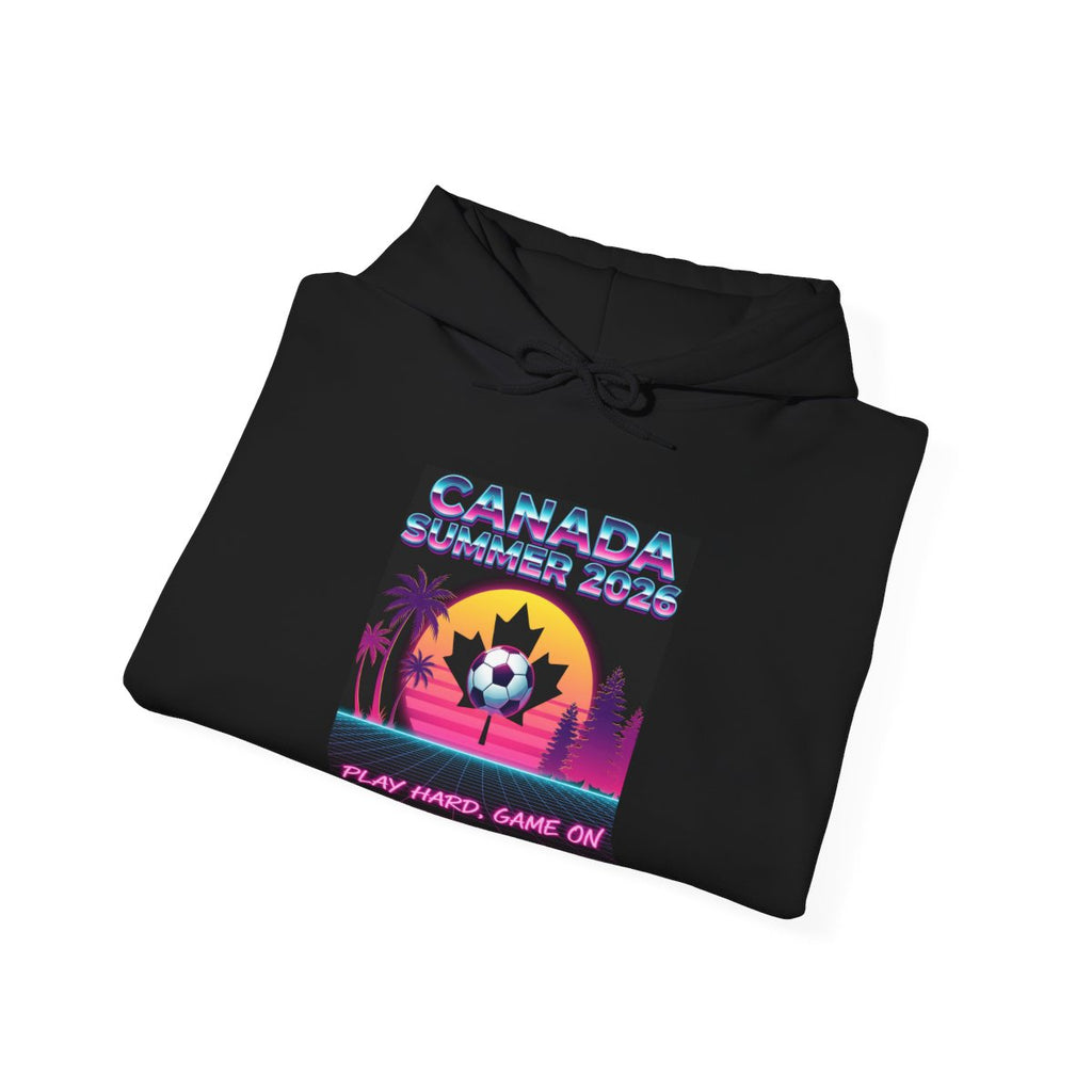 Canada Summer 2026 Soccer Hoodie | Retro Synthwave Canadian Soccer Sweatshirt