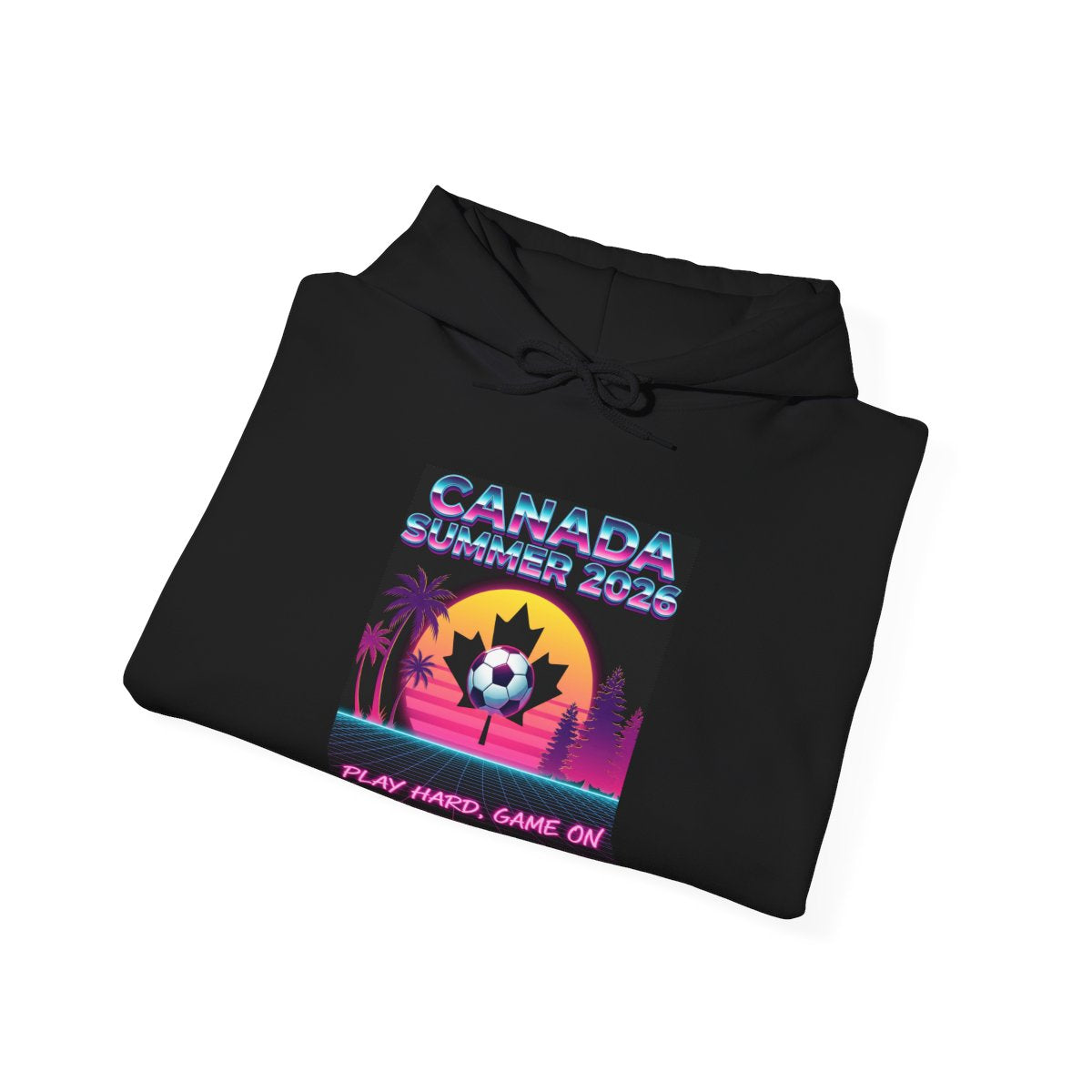 Canada Summer 2026 Soccer Hoodie | Retro Synthwave Canadian Soccer Sweatshirt
