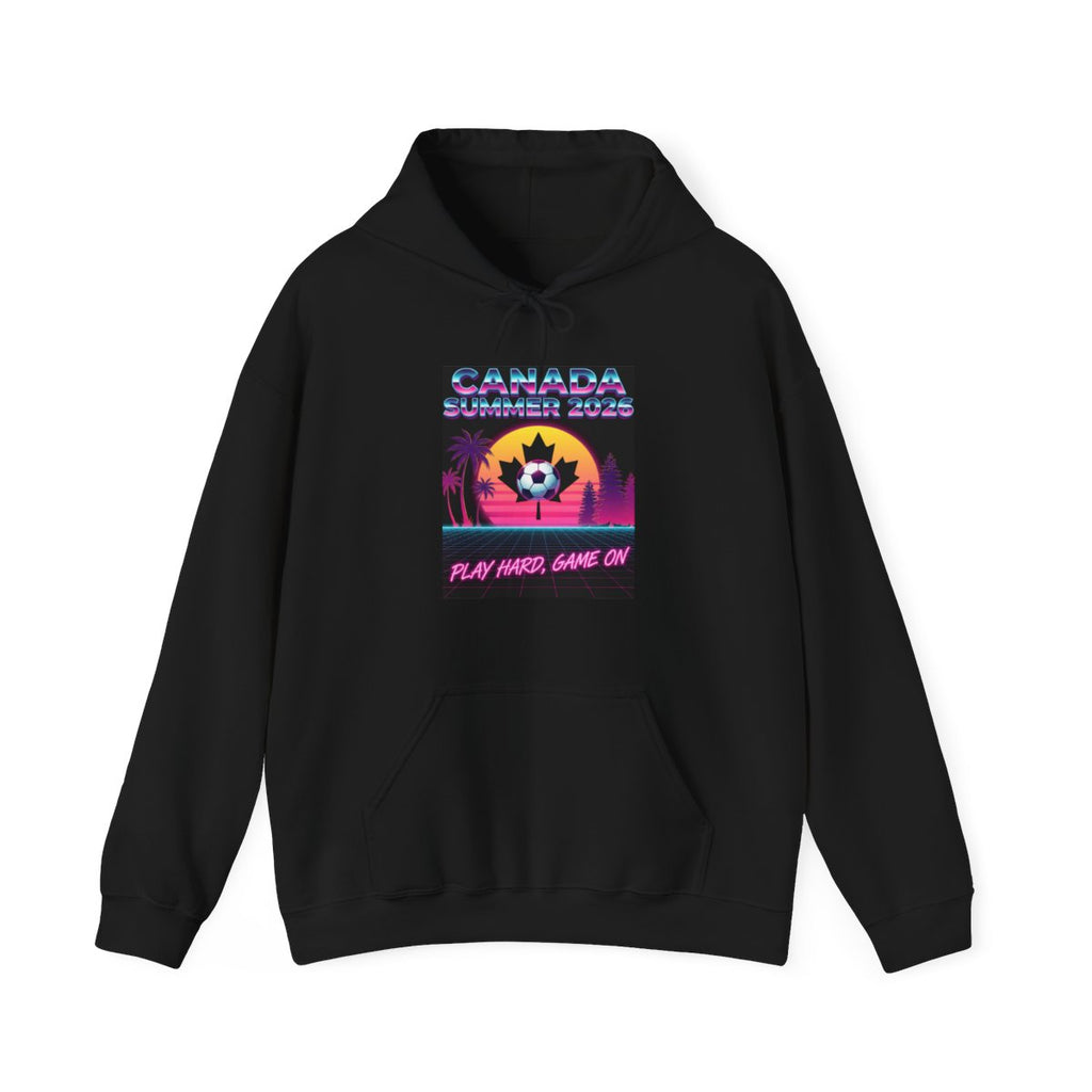 Canada Summer 2026 Soccer Hoodie | Retro Synthwave Canadian Soccer Sweatshirt