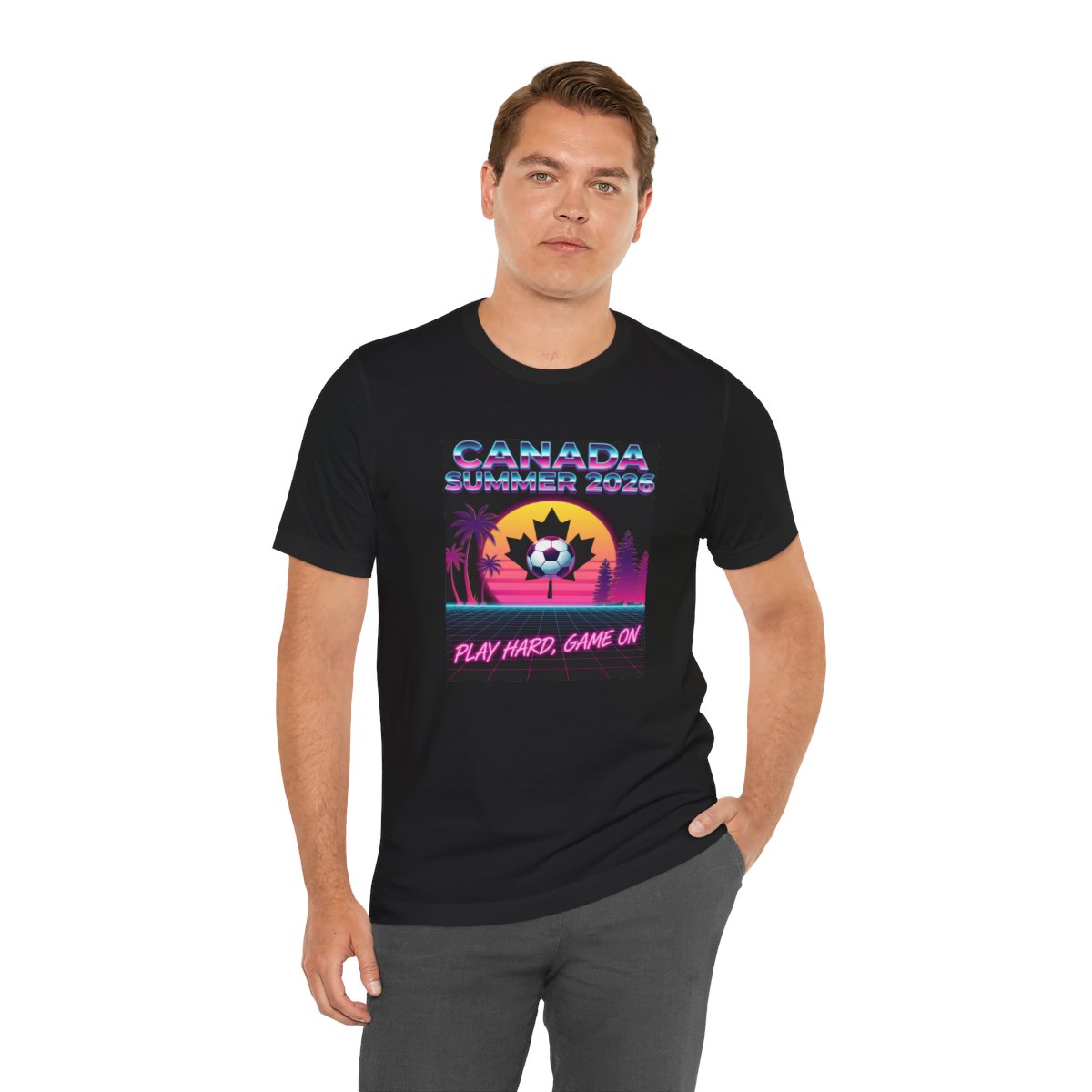 Canada Summer 2026 Soccer Tee | Retro Synthwave Canadian Soccer Shirt