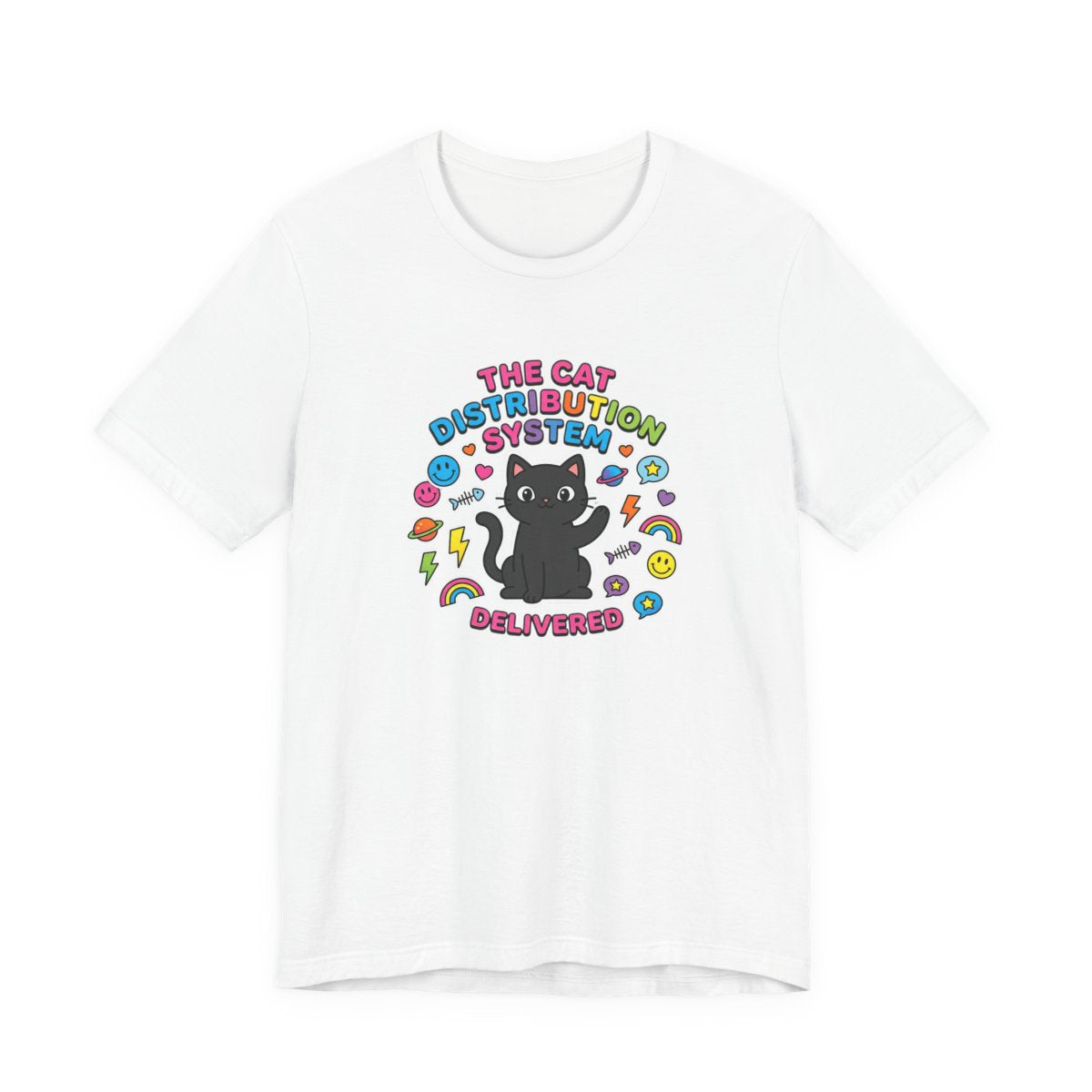 Cat Distribution System Tee | Funny Black Cat Lover Meme Shirt