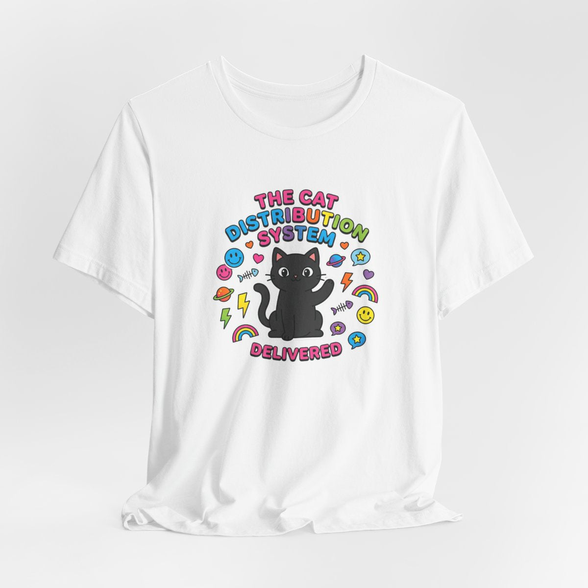 Cat Distribution System Tee | Funny Black Cat Lover Meme Shirt