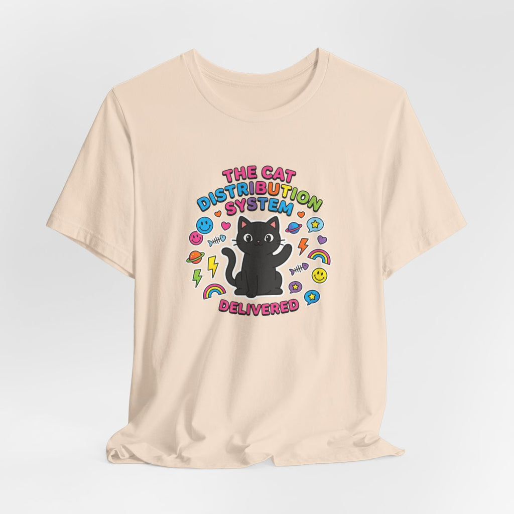 Cat Distribution System Tee | Funny Black Cat Lover Meme Shirt