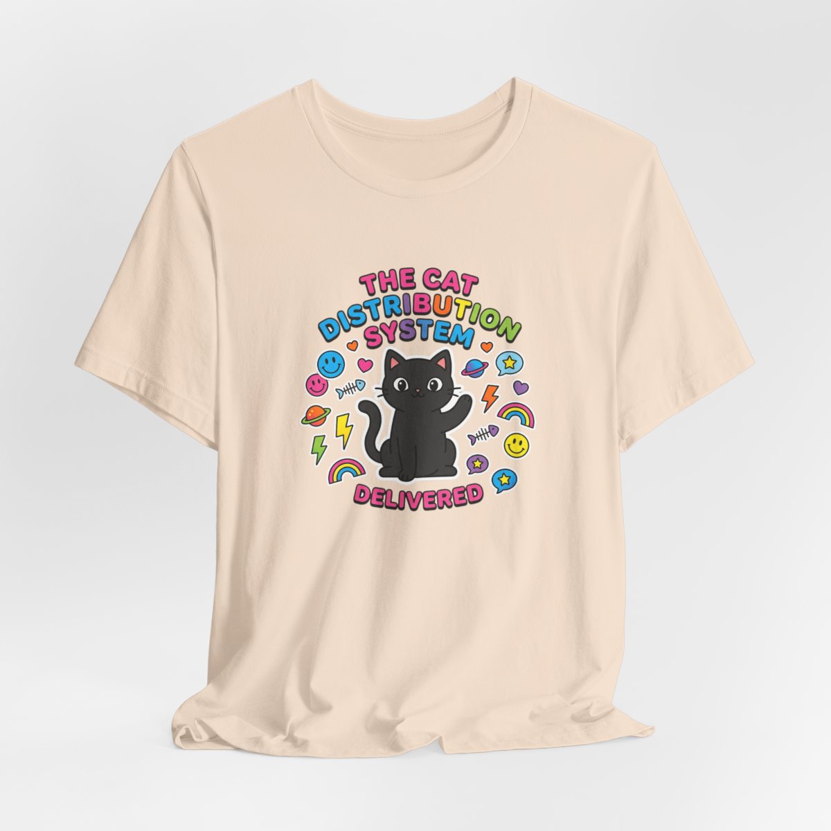 Cat Distribution System Tee | Funny Black Cat Lover Meme Shirt