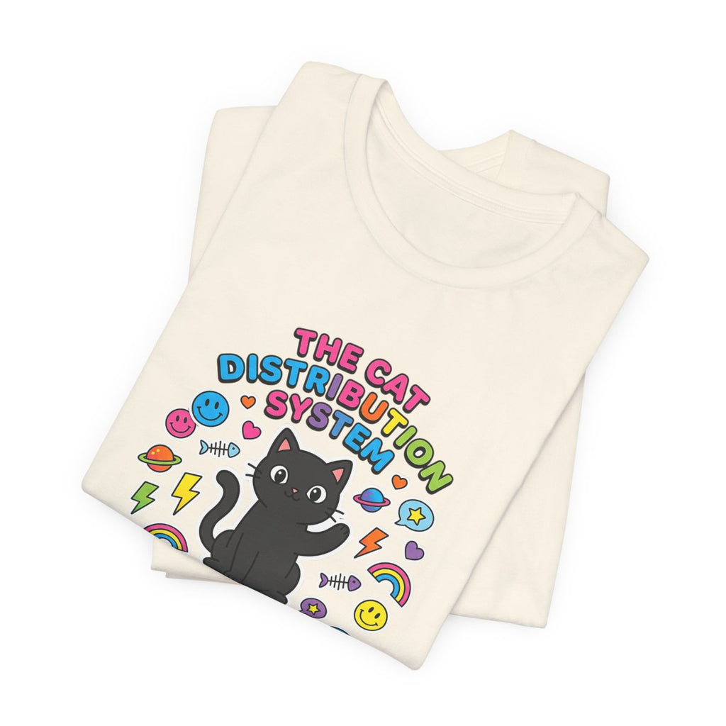 Cat Distribution System Tee | Funny Black Cat Lover Meme Shirt
