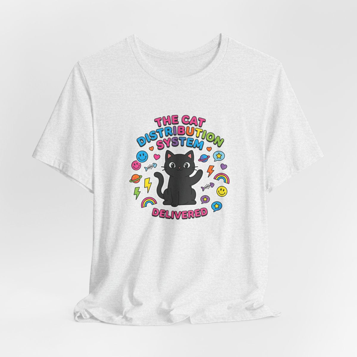 Cat Distribution System Tee | Funny Black Cat Lover Meme Shirt