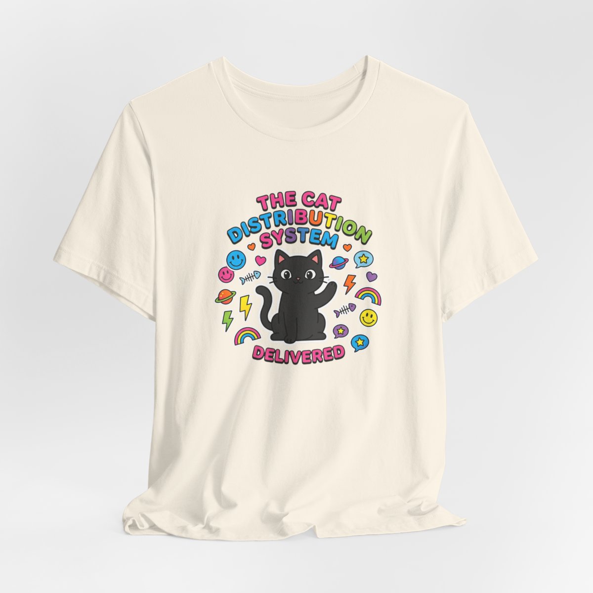 Cat Distribution System Tee | Funny Black Cat Lover Meme Shirt