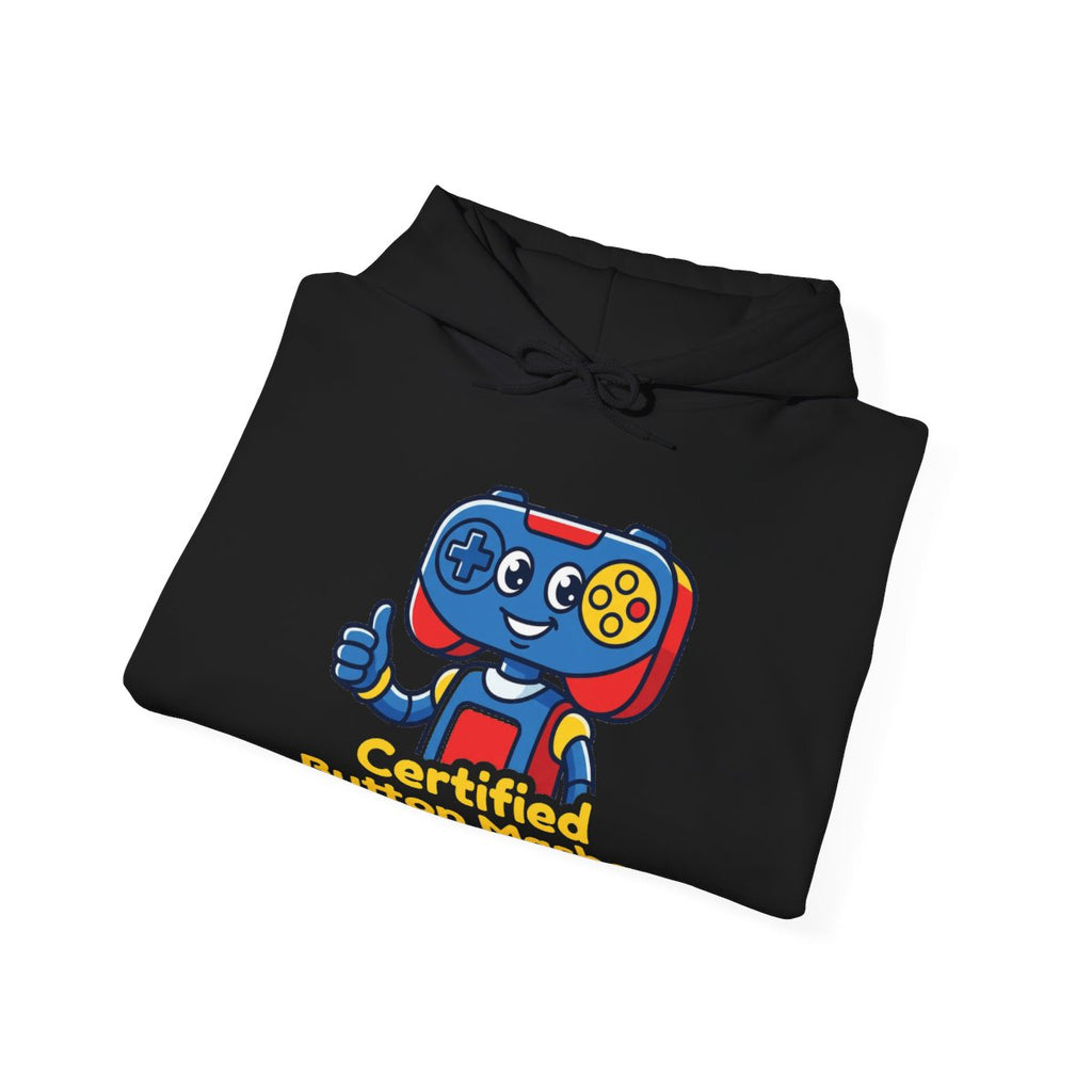 Certified Button Masher Hoodie | Funny Gamer Cartoon Mascot
