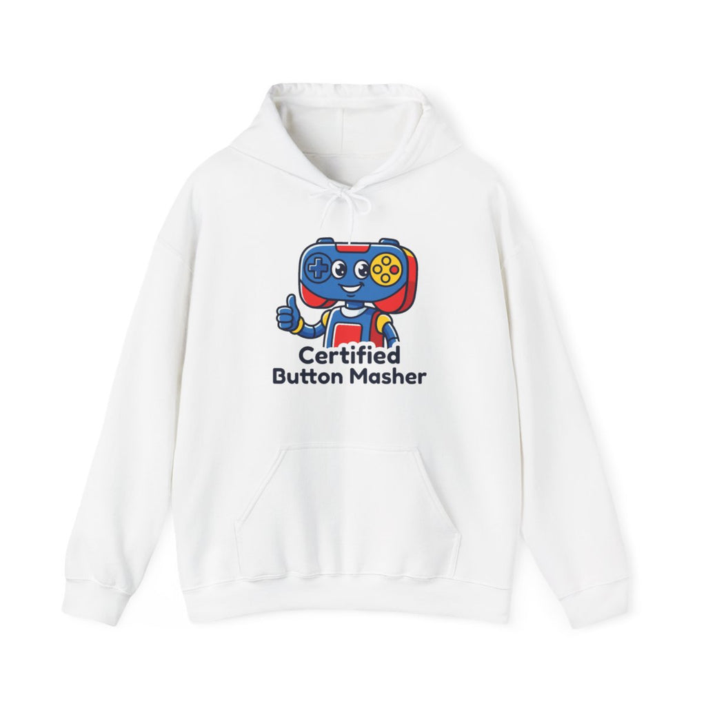 Certified Button Masher Hoodie | Funny Gamer Cartoon Mascot