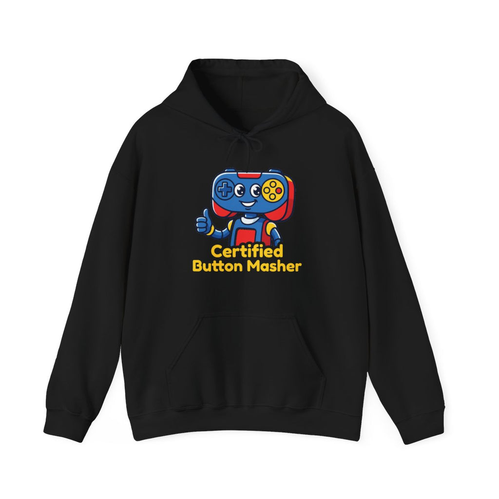 Certified Button Masher Hoodie | Funny Gamer Cartoon Mascot