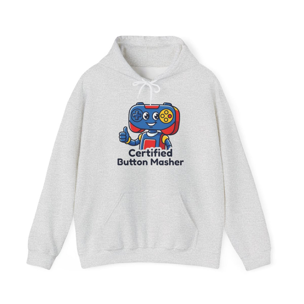 Certified Button Masher Hoodie | Funny Gamer Cartoon Mascot