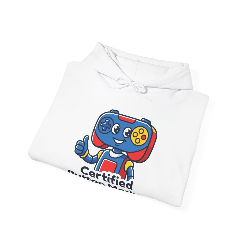 Certified Button Masher Hoodie | Funny Gamer Cartoon Mascot