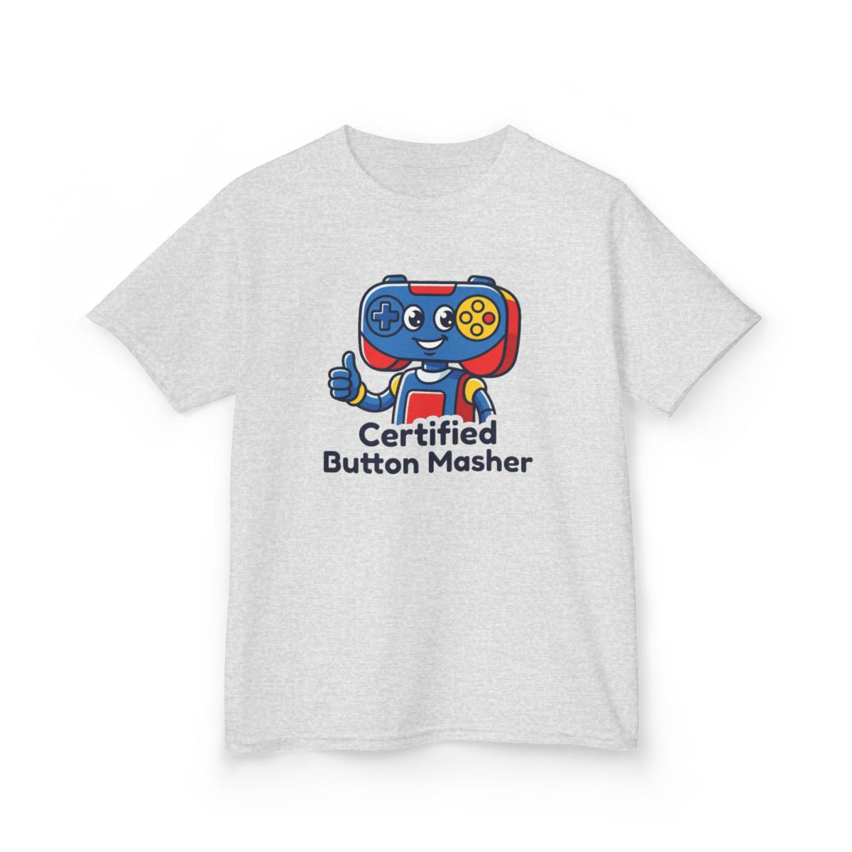 Certified Button Masher Kids Tee | Funny Gamer Cartoon Shirt