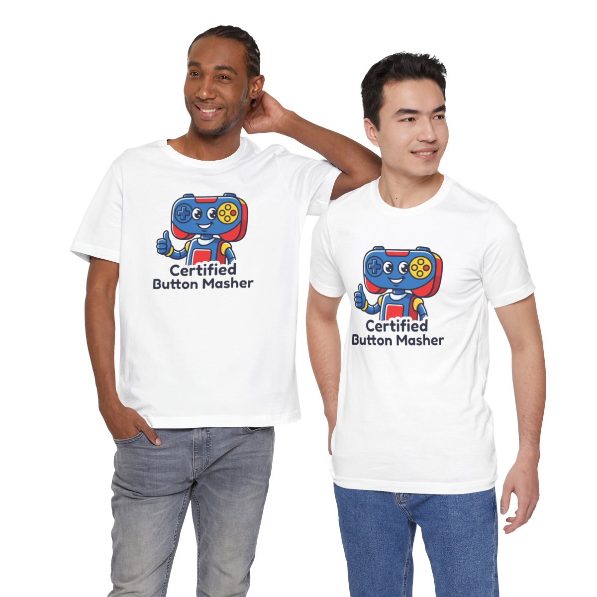 Certified Button Masher Tee | Funny Gamer Cartoon Mascot Shirt