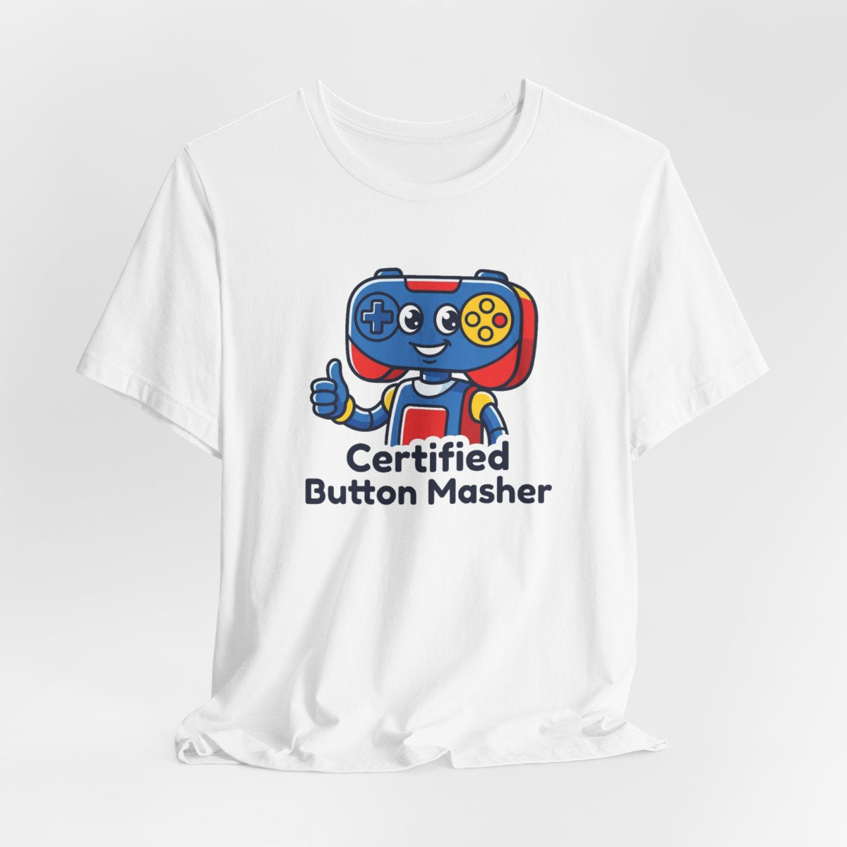 Certified Button Masher Tee | Funny Gamer Cartoon Mascot Shirt