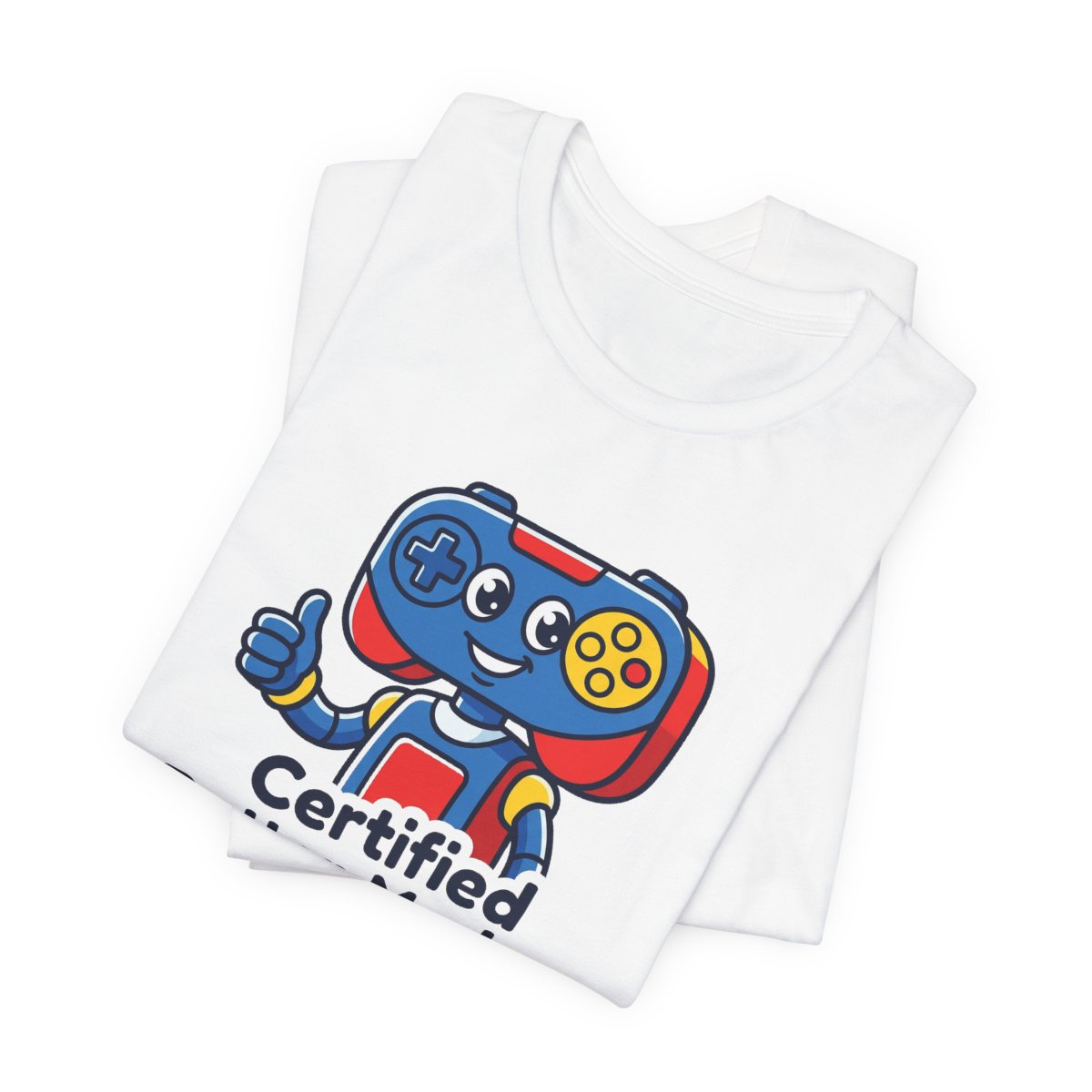 Certified Button Masher Tee | Funny Gamer Cartoon Mascot Shirt